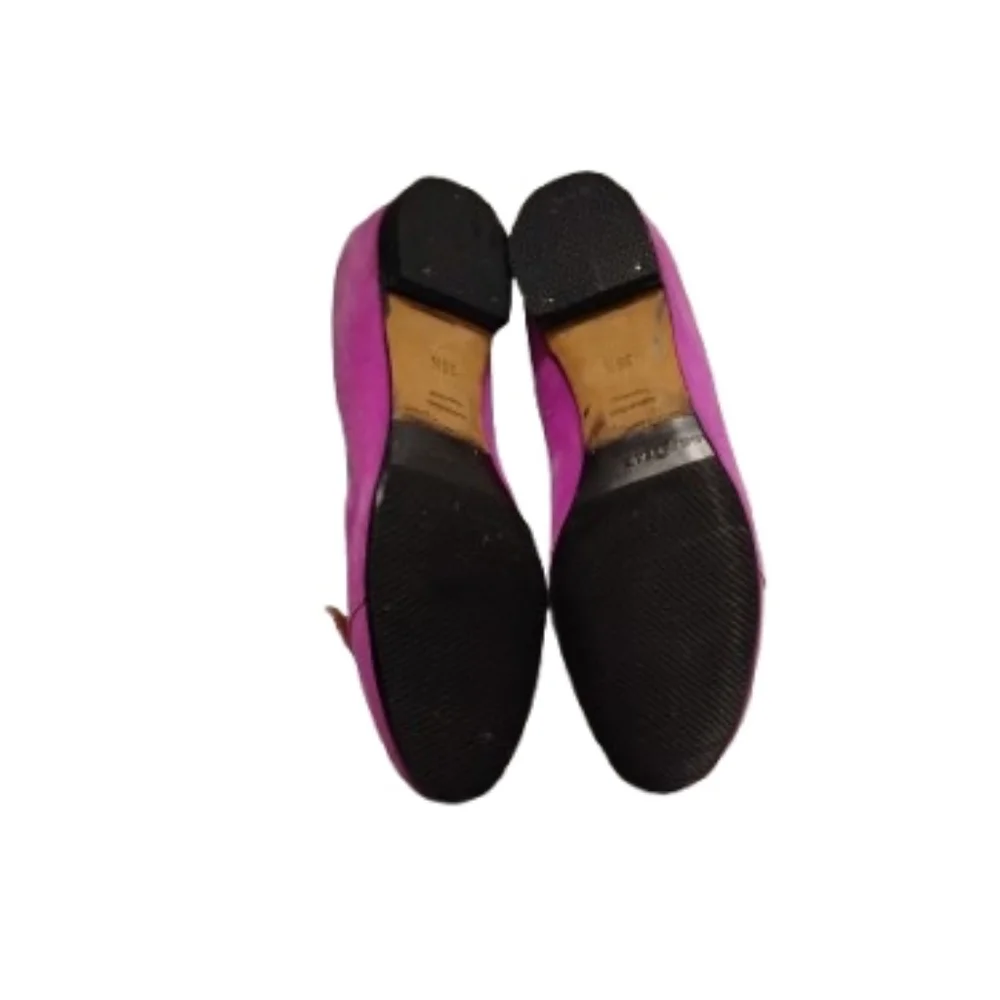 Vintage 2000s Nicole Brundage For Fuela Pink Suede Buckled Ballet Flats 36.5